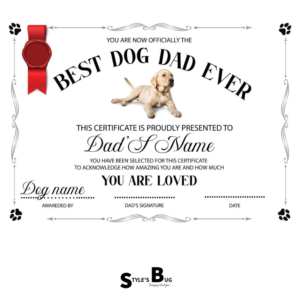 Funny Pet Certificates by Style's Bug