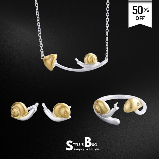 Golden snail with the mushroom Jewelry