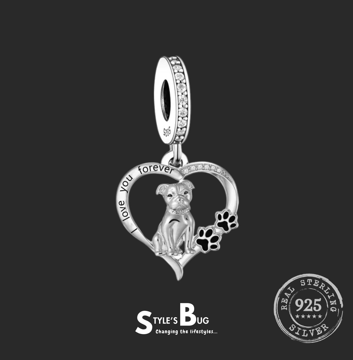 Pitbull Staffy 'I love you forever' Dog Pendants – Style's Bug