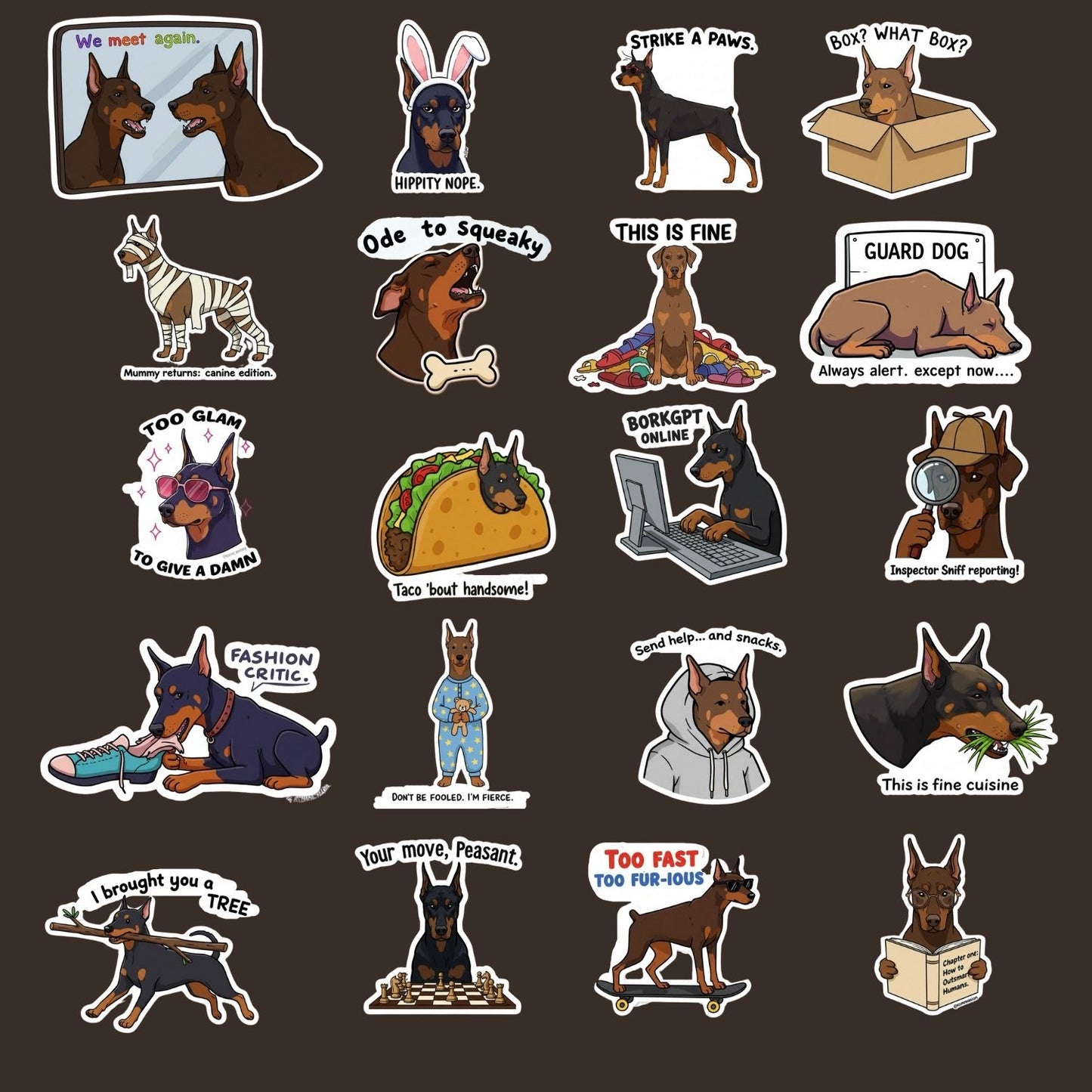 Doberman Sticker Pack by Style's Bug