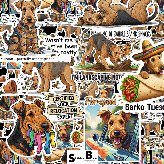 Airedale Terrier Sticker Packs by Style's Bug