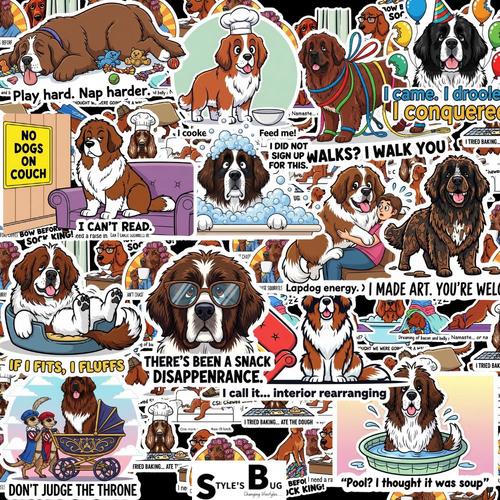 Newfoundland dog Sticker Packs by Style's Bug