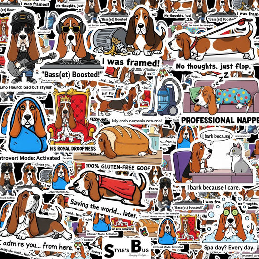 Basset Hound Sticker Packs by Style's Bug