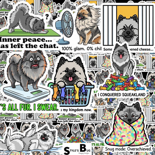 Keeshond dog Sticker Packs by Style's Bug
