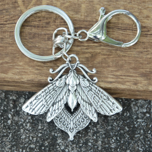 Retro Gothic Moth Keychain