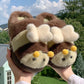 Furry Bee Slippers (with a rubber sole)