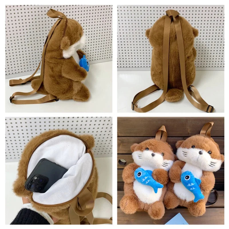 Otter Holding Fish Backpack