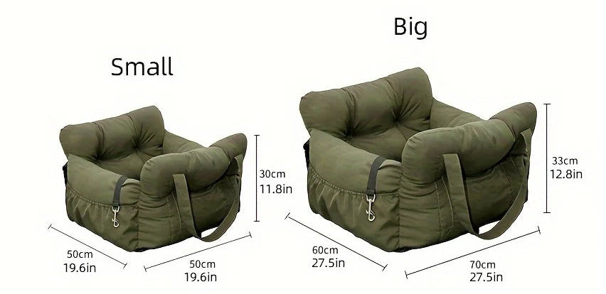 Comfy Dog Car Seat with Safety Belt + Can use as a carrier too