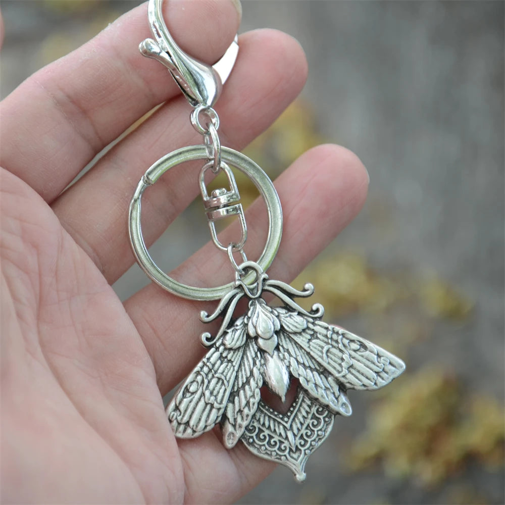 Retro Gothic Moth Keychain