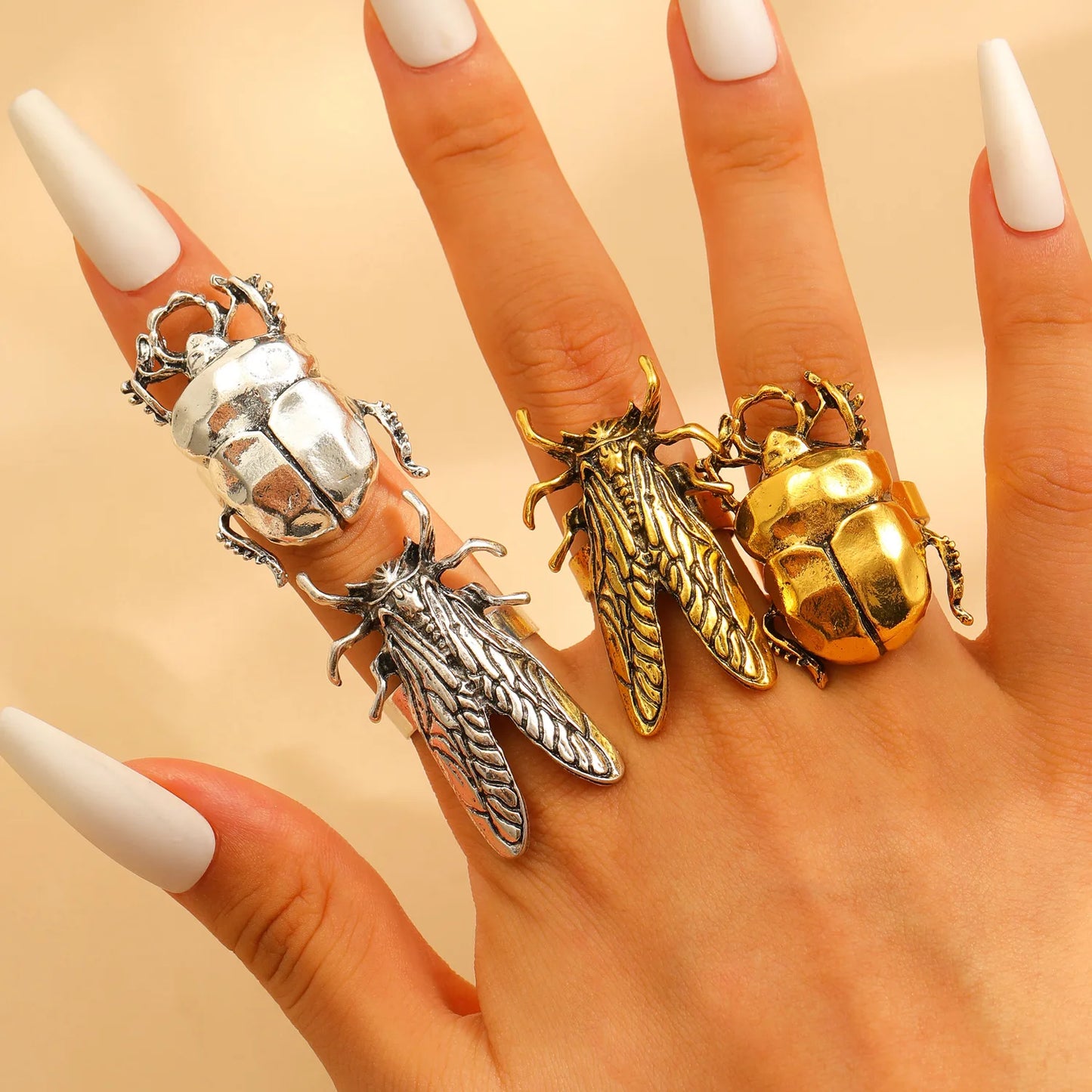 Realistic Scarab Beetle Rings