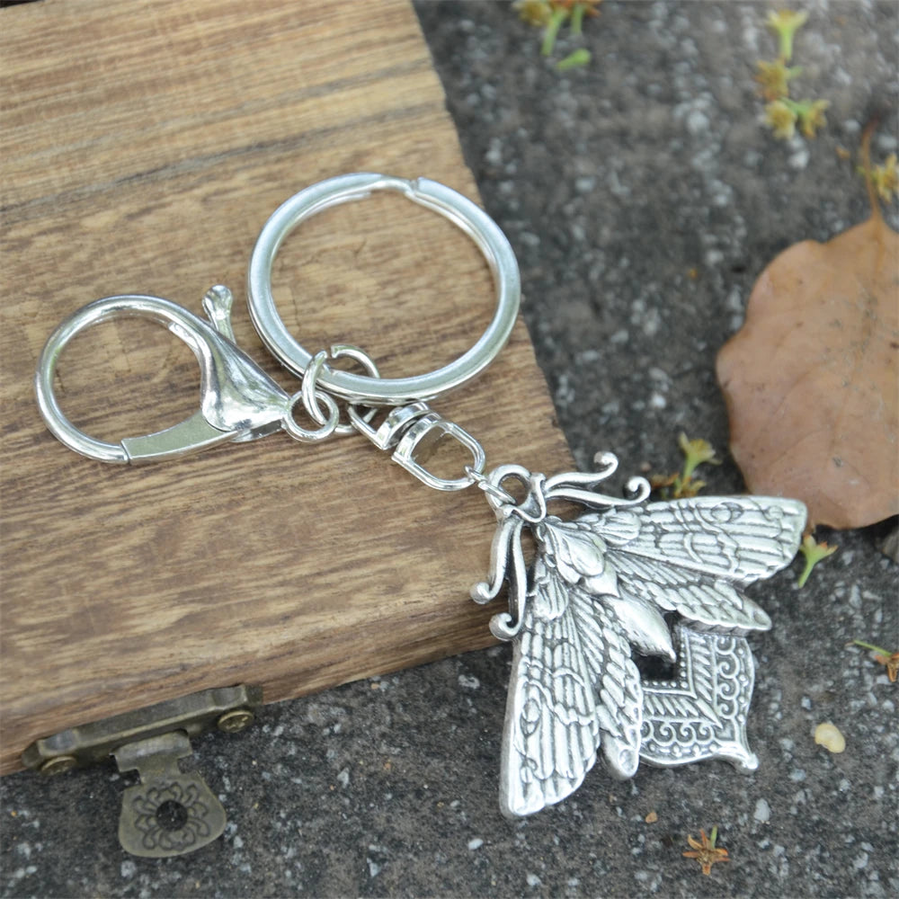 Retro Gothic Moth Keychain