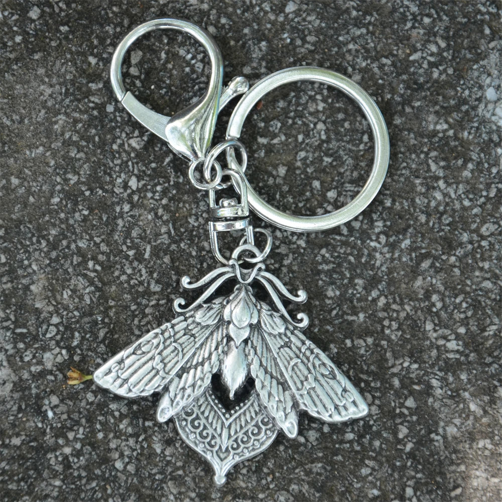 Retro Gothic Moth Keychain