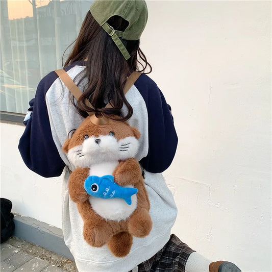 Otter Holding Fish Backpack
