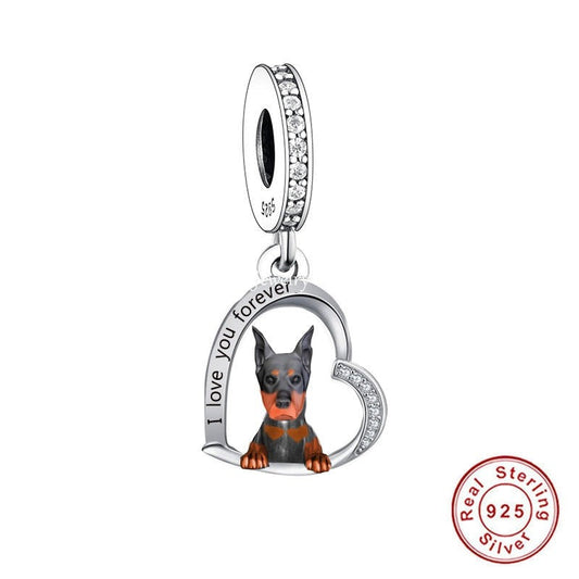 Doberman "I love you forever" Dog pendant