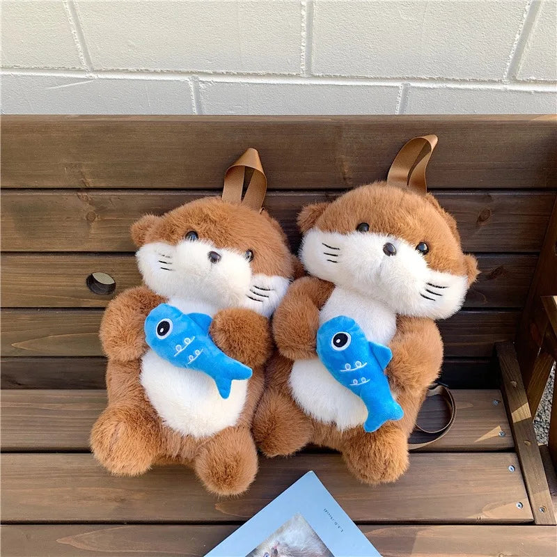 Otter Holding Fish Backpack