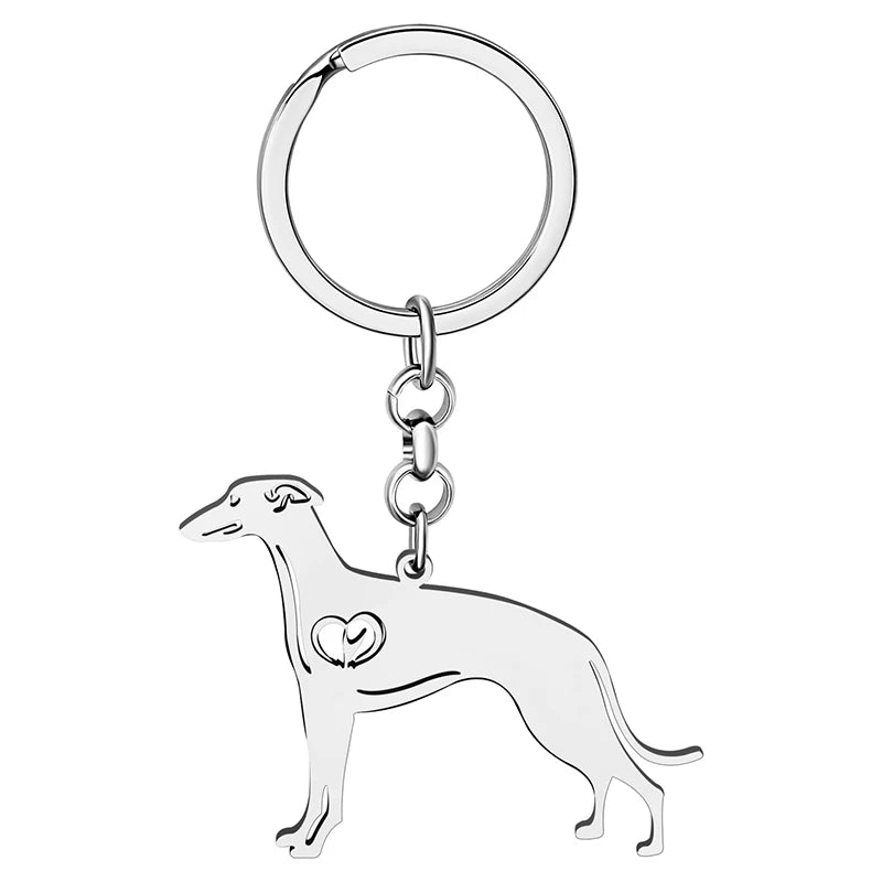 Realistic Greyhound / Whippet Keychains by SB - Style's Bug Silver