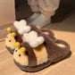 Furry Bee Slippers (with a rubber sole)