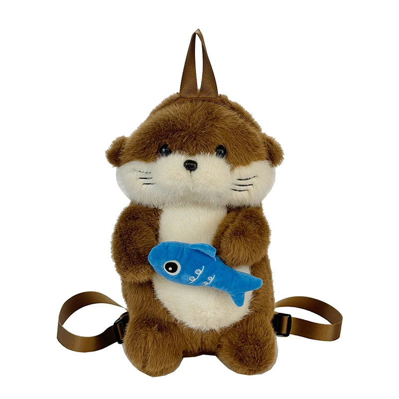 Otter Holding Fish Backpack