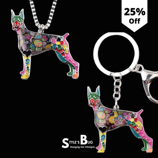 Artistic Doberman Necklace / Keychain