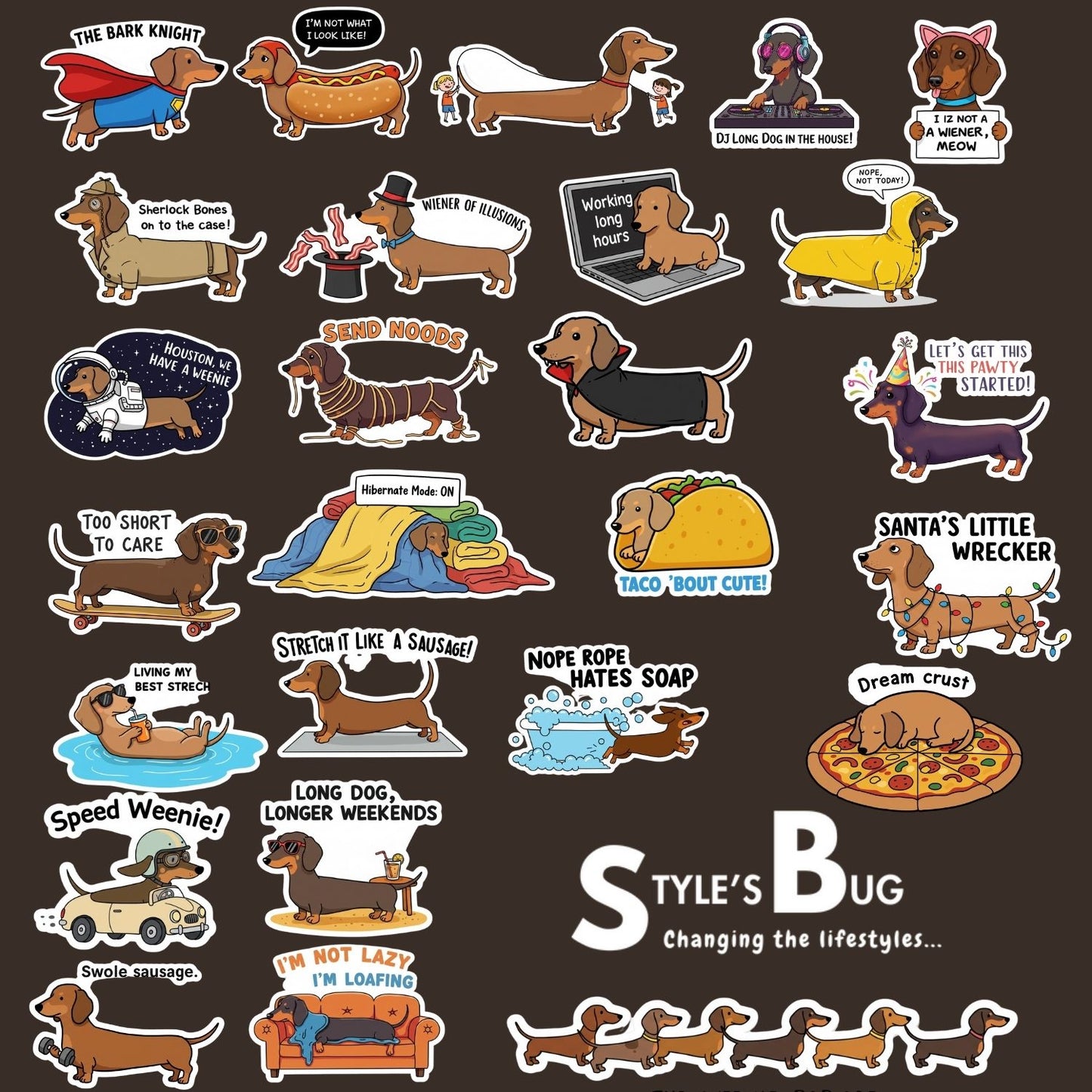 Dachshund Sticker Set by Style's Bug