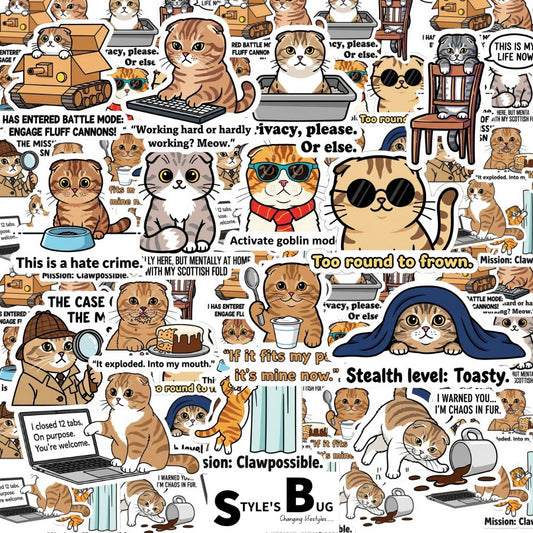 Scottish Fold Sticker Packs by Style's Bug