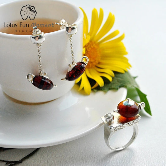 Tea set jewelry by Style's Bug - Style's Bug Brown / Ring (Size 6.5) + Earrings (10% OFF)