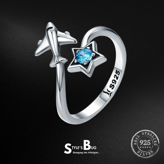 Blue Star Airplane ring by Style's Bug