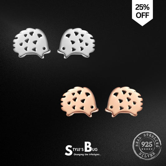 "Silver Hedgehog couple" earrings by SB