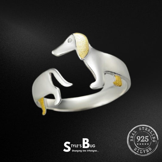Golden Silver Dachshund ring by SB