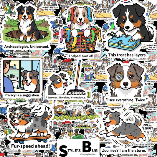 Australian Shepherd Sticker Packs by Style's Bug