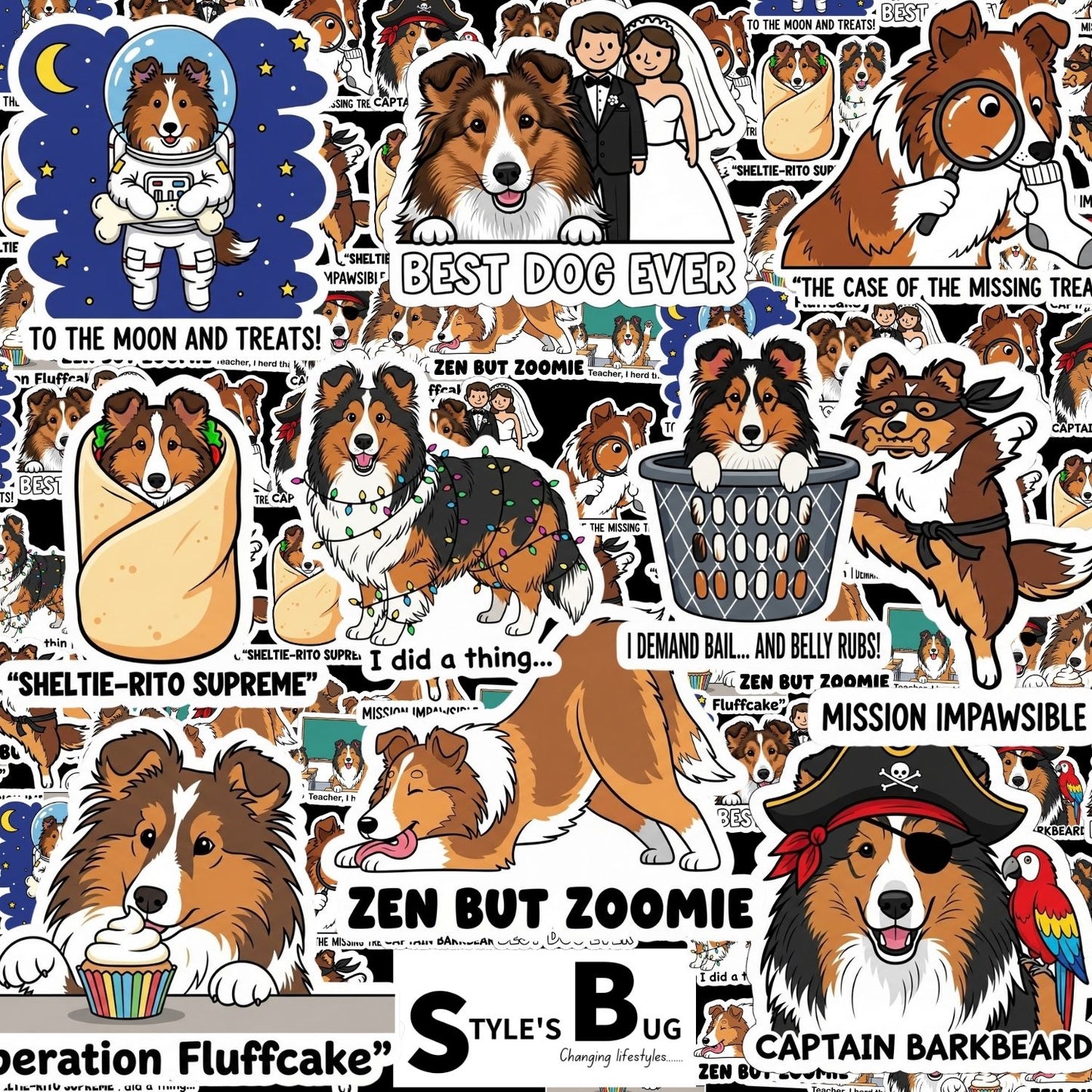 Sheltie Sticker Packs by Style's Bug