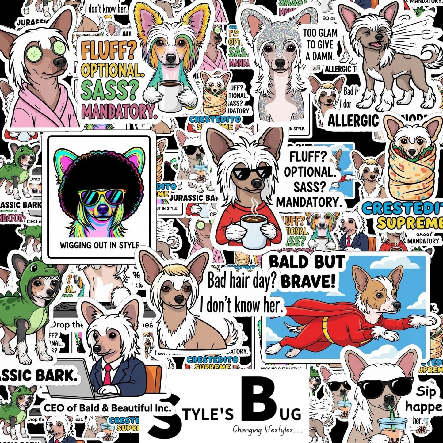 Chinese Crested Sticker Packs by Style's Bug