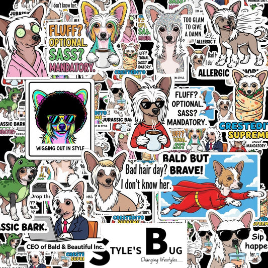 Chinese Crested Sticker Packs by Style's Bug