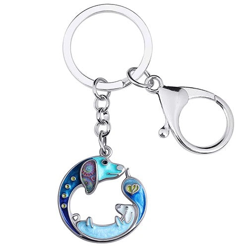 Artistic Dachshund Mom & Son Keychain / Necklace