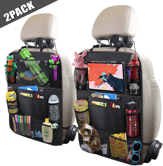 Backseat Organizer with Touch Screen Tablet Holder + 9 Storage Pockets - Style's Bug
