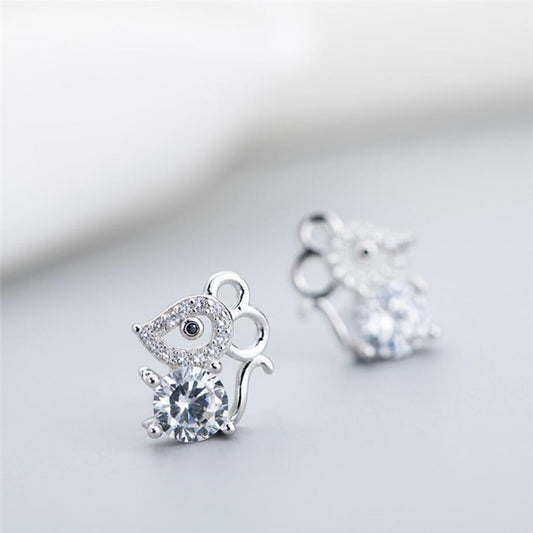 "Silver Crystal Mouse" Earrings - Style's Bug Default Title