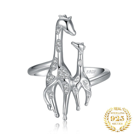"Mother & Son Giraffes" Adjustable ring - Style's Bug Default Title