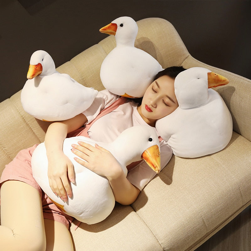 BZQCPLX White Duck Plush Pillow Toy 8in Soft Stuffed Animal Lying Duck Cute Plush Doll Birthday Gift For Kids