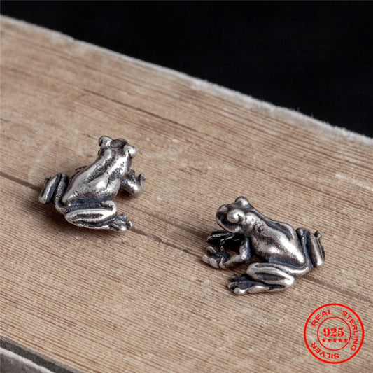 "Silver Ribbits" realistic frog earrings - Style's Bug Default Title