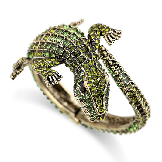 "The Green Beauty" - Realistic Crocodile cuff Bracelet - Style's Bug Default Title