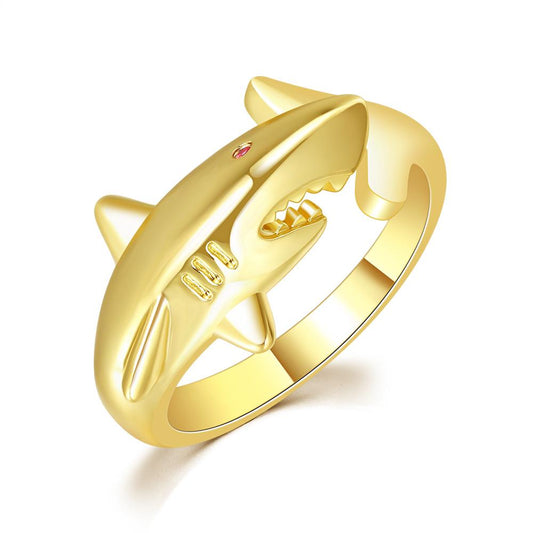 Red eyed Shark ring - Style's Bug Gold