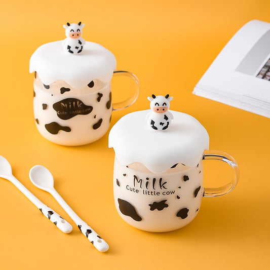 Cartoon Cow mugs by SB (With Lid + Spoon) - Style's Bug