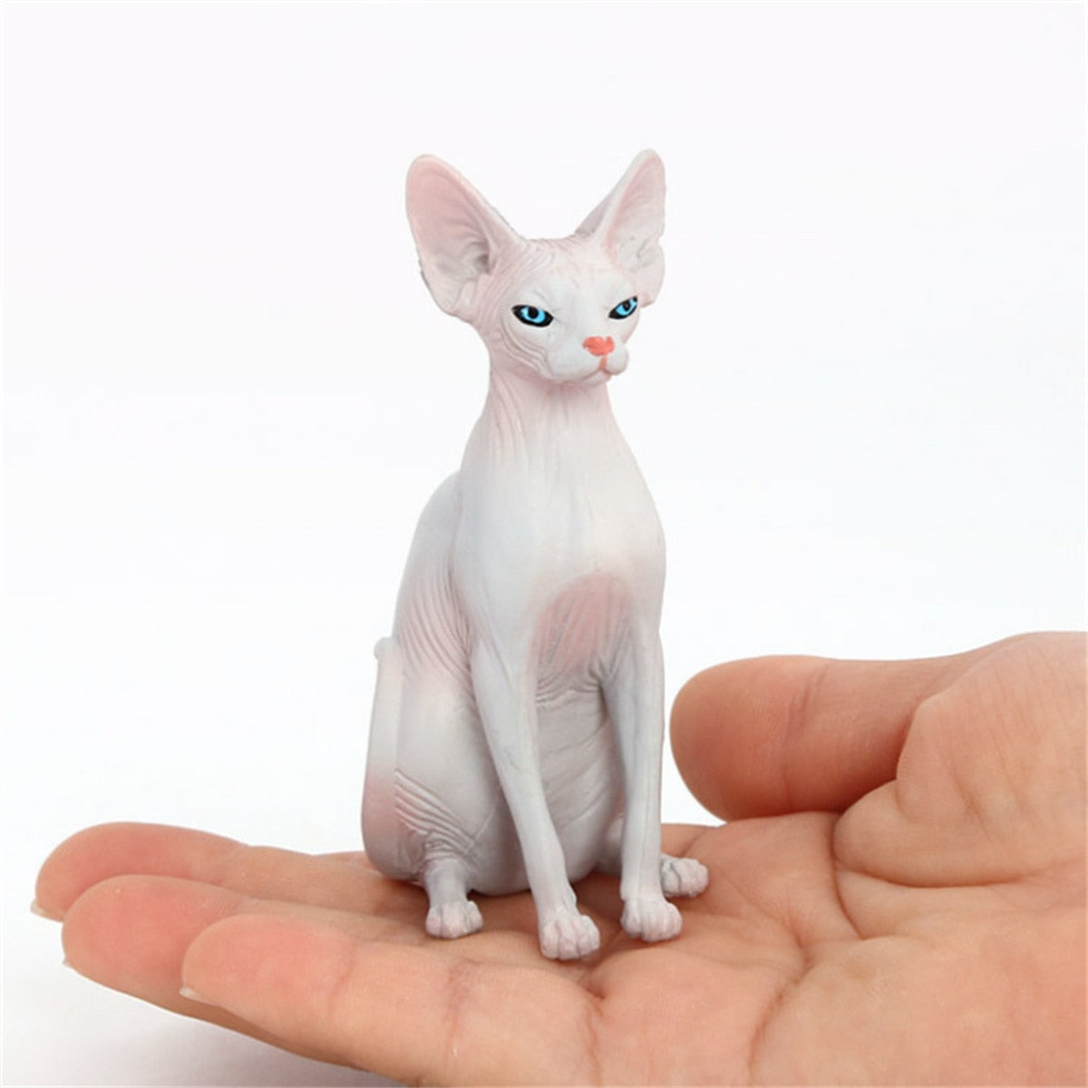 2-pack Sphynx Cat Figurine Resin Hairless Cat Model Sphynx