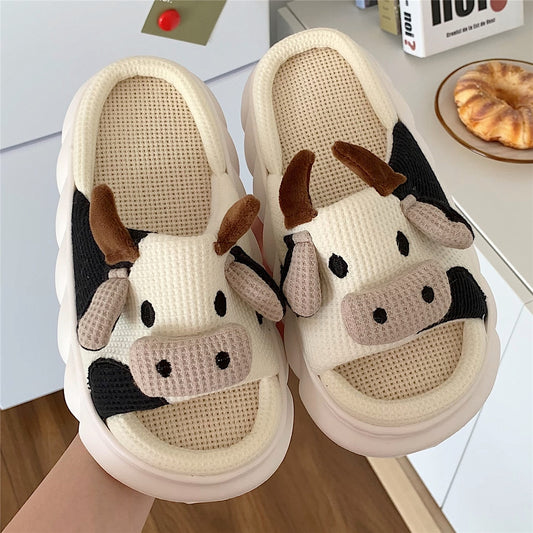 Thick sole Cow Slippers - Style's Bug