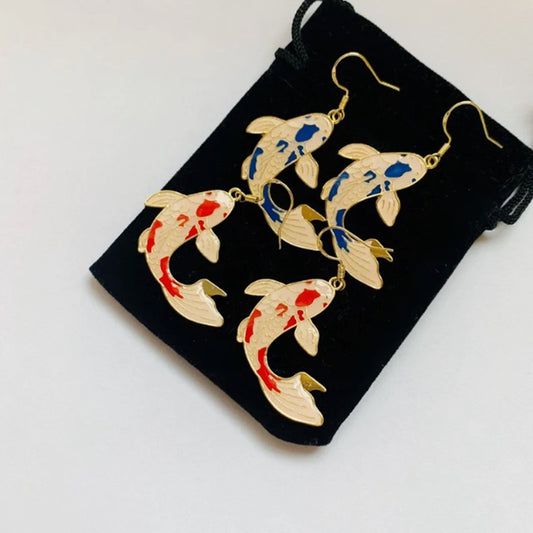 Artistic Koi Earrings (2 pairs pack) - Style's Bug 2 x Red Pairs