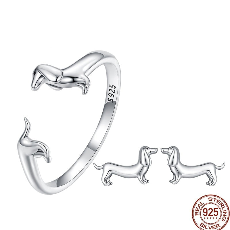 Realistic Dachshund jewellery by SB - Style's Bug Full set (Ring + Earrings) - MOST POPULAR