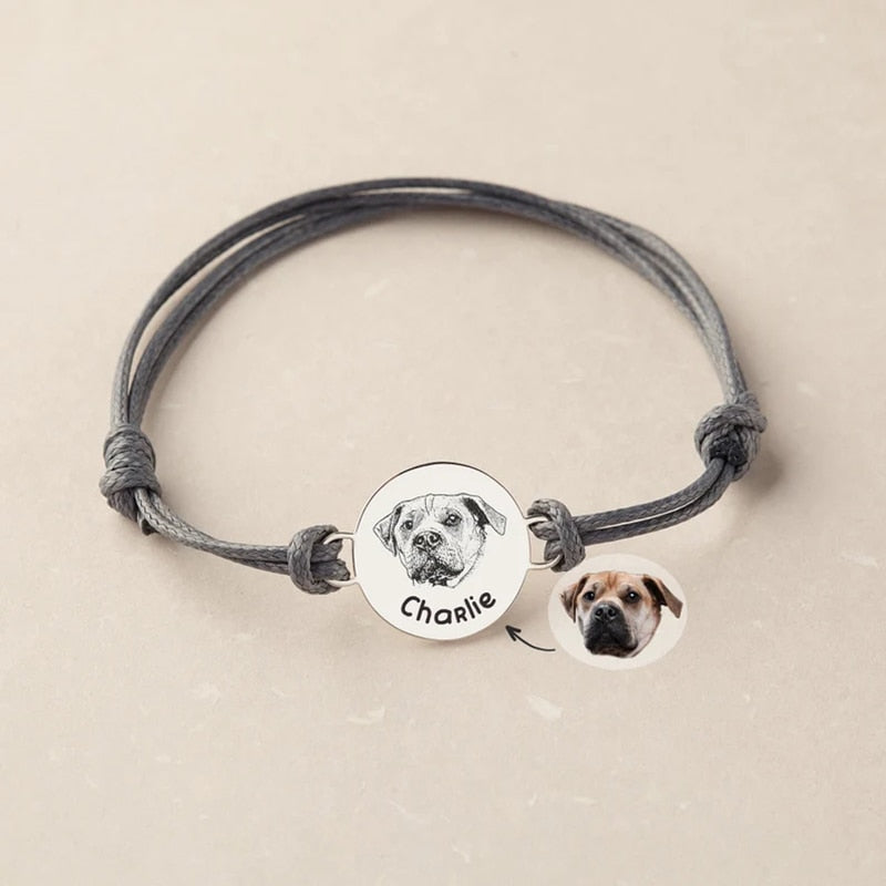 PAWsonalized Pet Portrait bracelets by Style's Bug - Style's Bug Silver / Black