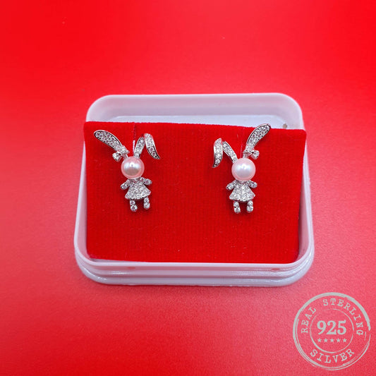 Pearl Rabbit Lady earrings