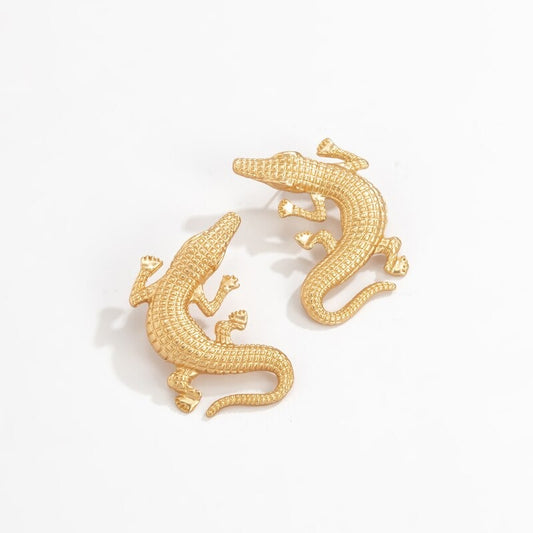 Realistic Crocodile earrings - Style's Bug Gold