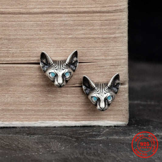 Sphynx cat earrings by Style's Bug - Style's Bug Blue
